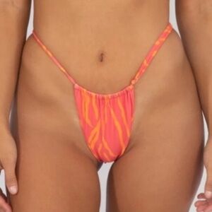 Skatie Bobbi bikini bottom Mauna Loa hot pink orange zebra adjustable string XS
